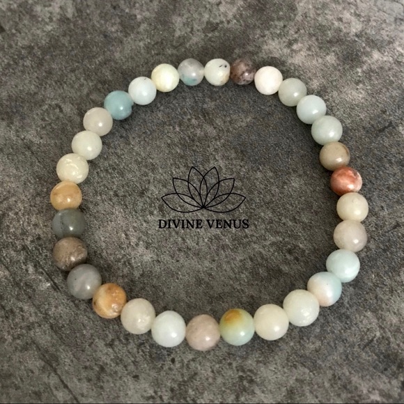 Amazonite Stone Stretch Bracelet Set - Picture 6 of 9